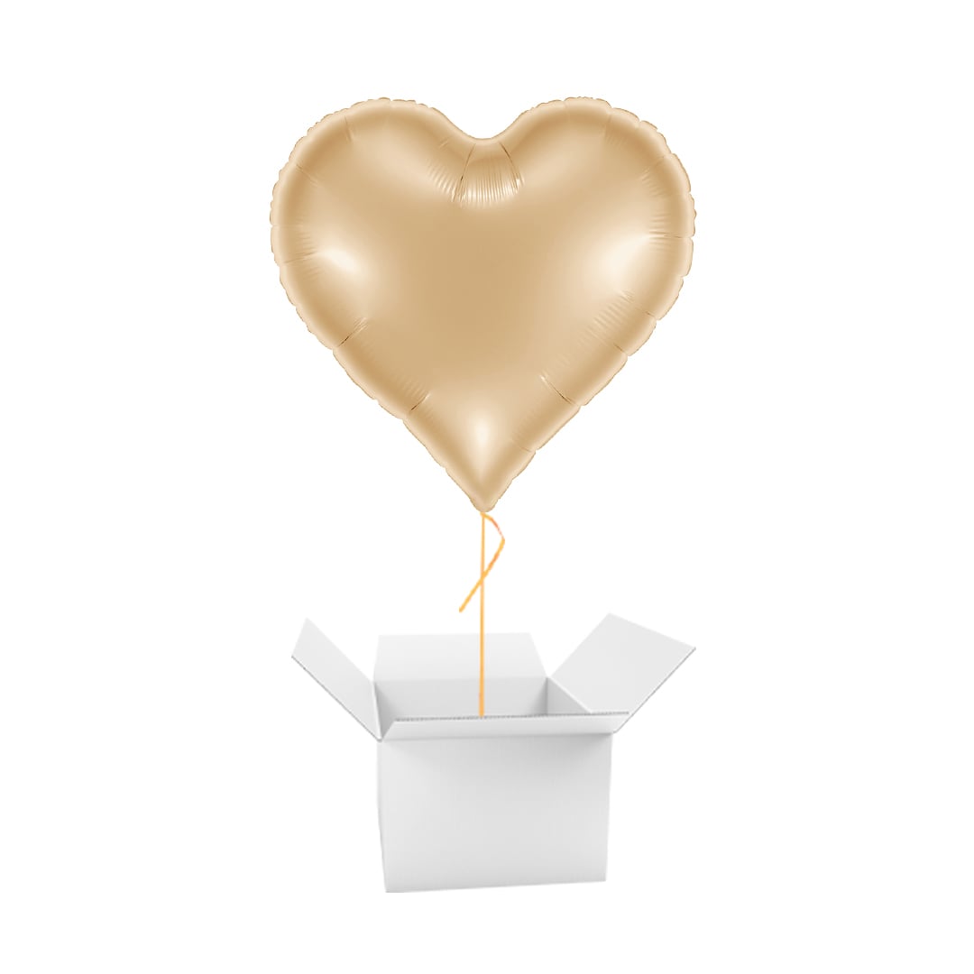 Metallic White Gold Sweetie Heart Shaped Foil Balloon - Inflated Balloon In A Box