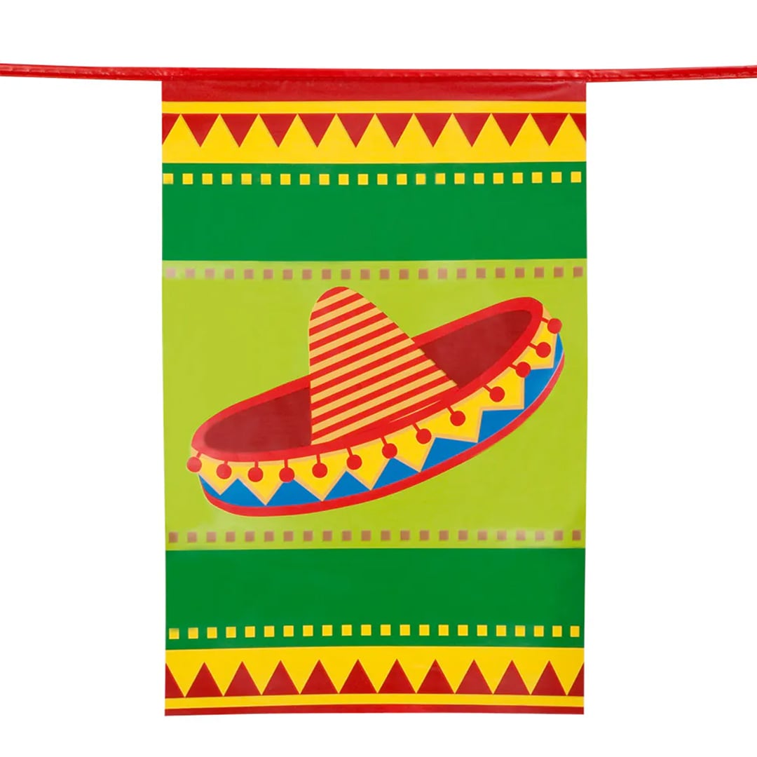 Mexican Fiesta Giant Plastic Bunting 10m View 2
