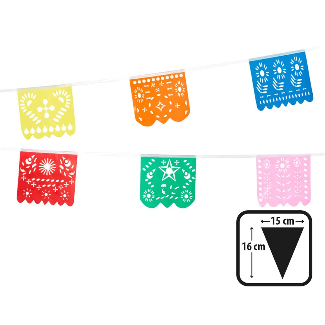 Mexico Vibrant Pattern Plastic Bunting 6m View 2