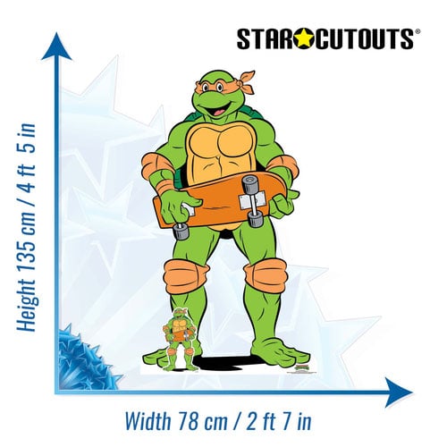 Michelangelo TMNT Teenage Mutant Ninja Turtles Multi-Functional Lifesize Cardboard Cutout 135cm Product Gallery Image