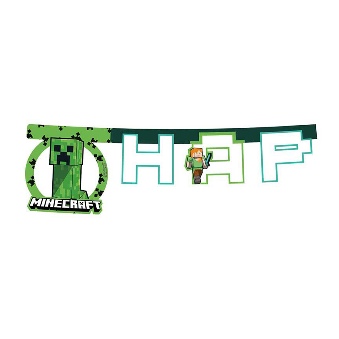 Minecraft Happy Birthday Die-Cut Letter Card Banner 2m View 2