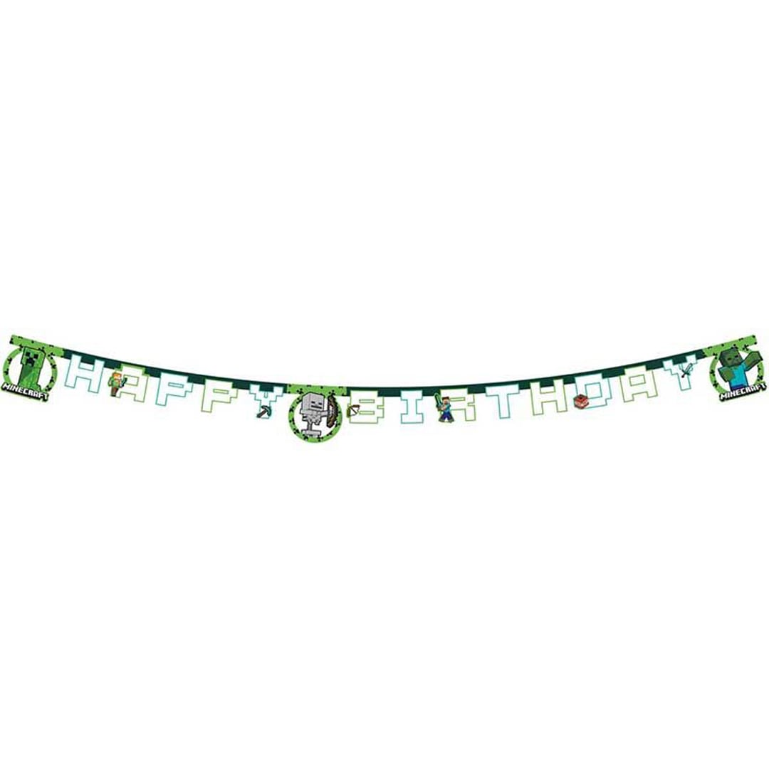Minecraft Happy Birthday Die-Cut Letter Card Banner 2m