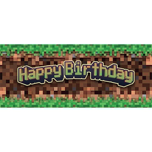 Pixel Block Party Happy Birthday PVC Party Sign Decoration Product Image