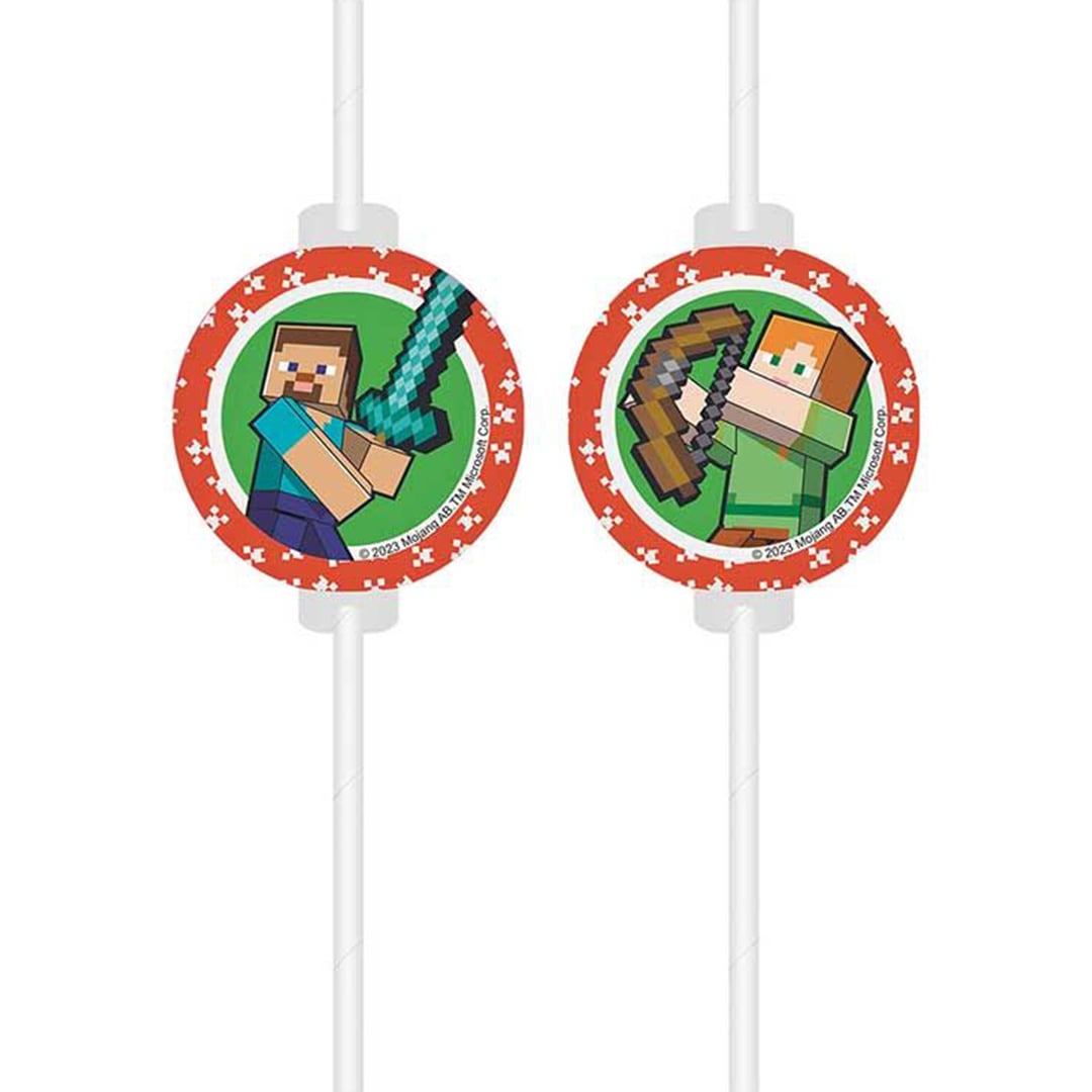 Minecraft Paper Medallion Drinking Straws - Pack of 4