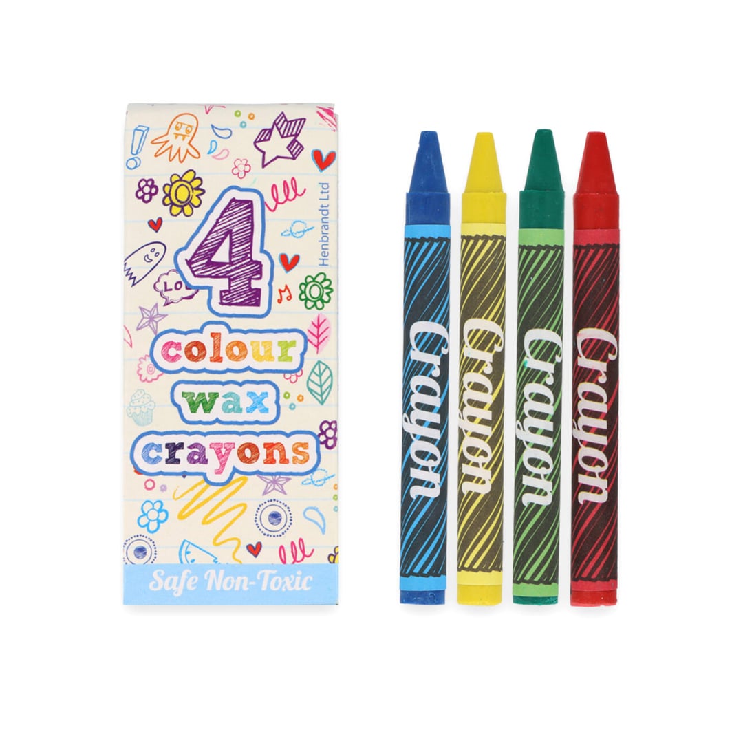 Mini Assorted Colour Wax Crayons in a Box - Pack of 4