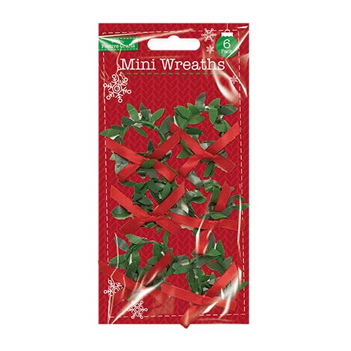 Mini Christmas Wreath Decorations 4cm - Pack of 6 Product Gallery Image