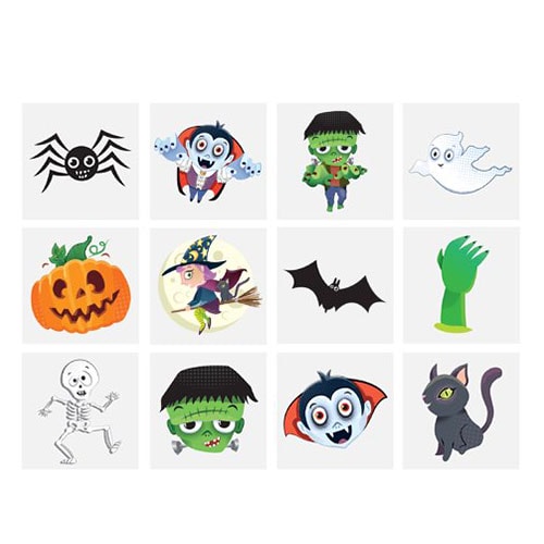 Mini Halloween Temporary Tattoos 4cm - Pack of 12 Product Image