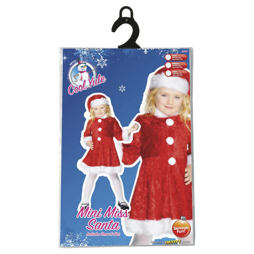 Mini Miss Santa Girls Christmas Fancy Dress Costume Kids Small - Age 4-6 Product Gallery Image