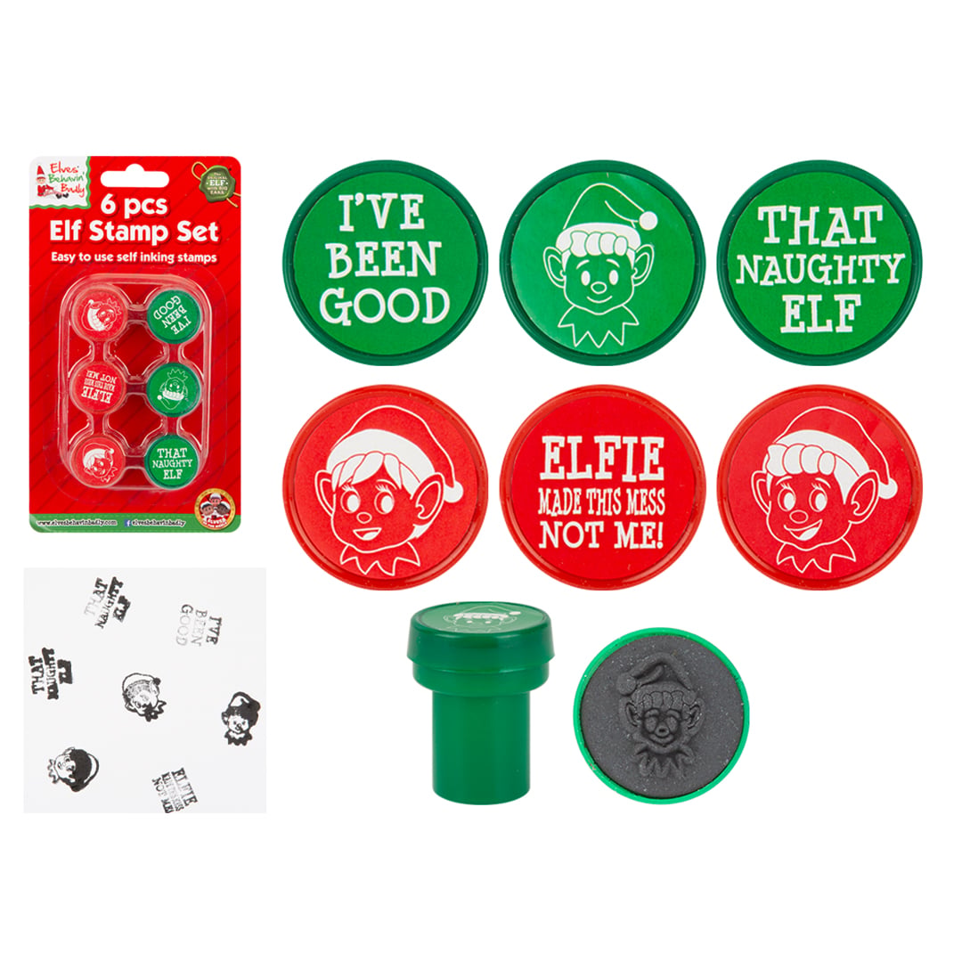 Mini Naughty Christmas Elf Craft Stamps - Pack of 6