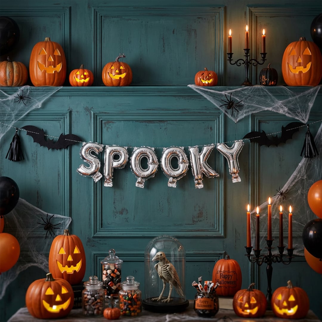 Mini Spooky Halloween Air Fill Foil Letter Balloon Banner Kit