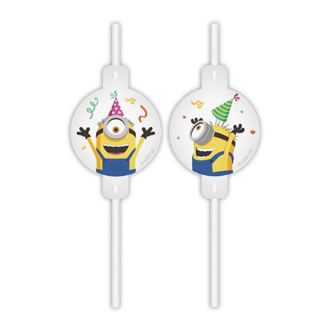 Minions Paper Medallion Drinking Straws - Pack of 4