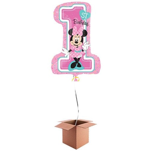 Minnie Mouse 1st Birthday Helium Foil Giant Balloon - Inflated Balloon in a Box Product Image