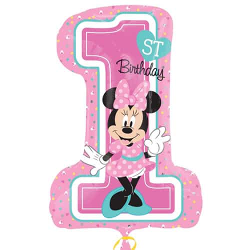 Minnie Mouse 1st Birthday Helium Foil Giant Balloon 71cm / 28 in