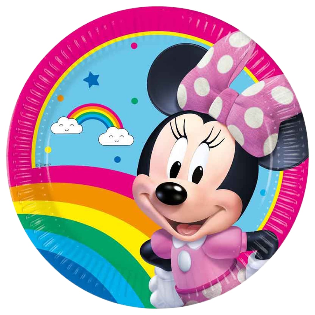 Minnie Mouse Rainbow Disney Junior Round Paper Plates 23cm - Pack of 8