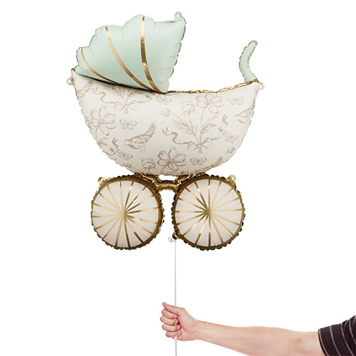 Mint Green Baby Carriage Giant Helium Foil Balloon 96cm / 38 in Product Gallery Image