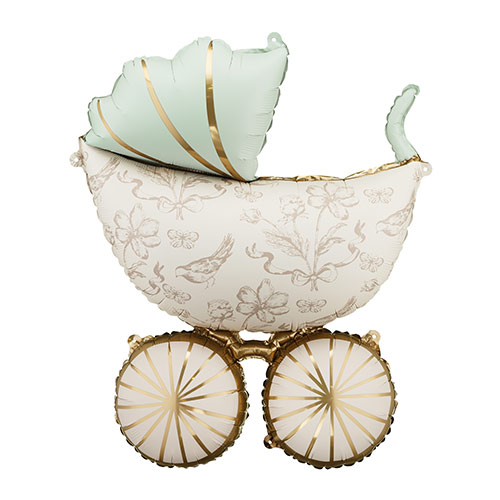 Mint Green Baby Carriage Giant Helium Foil Balloon 96cm / 38 in Product Gallery Image