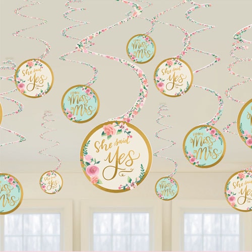 Mint To Be Hen Party Hanging Swirl Decorations - Pack of 12 Product Image