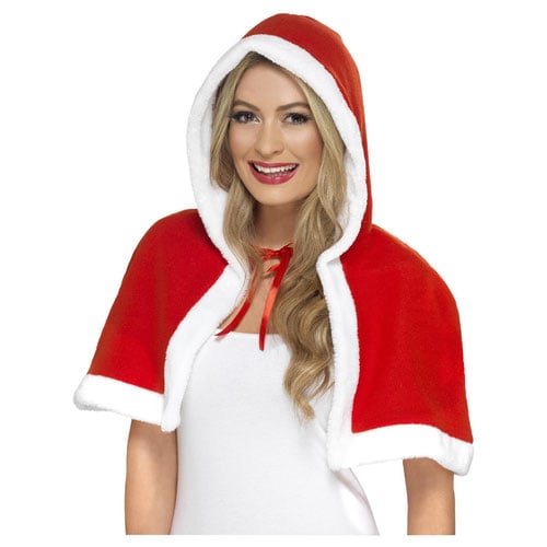 Miss Claus Mini Red Christmas Cape Fancy Dress Costume Accessory One Size Product Image