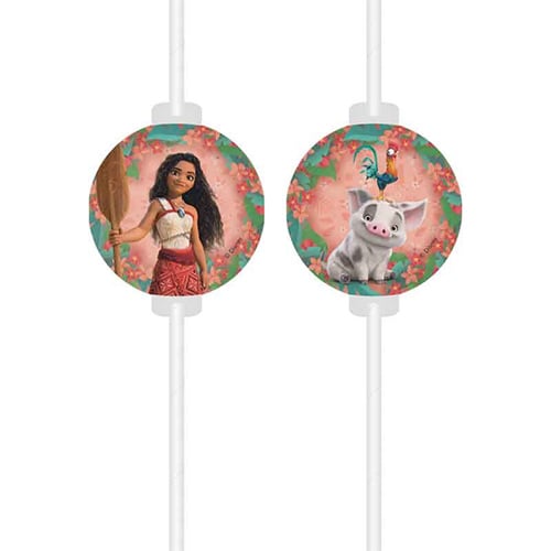 Moana II Sailing Spirit Disney Paper Medallion Drinking Straws - Pack of 4