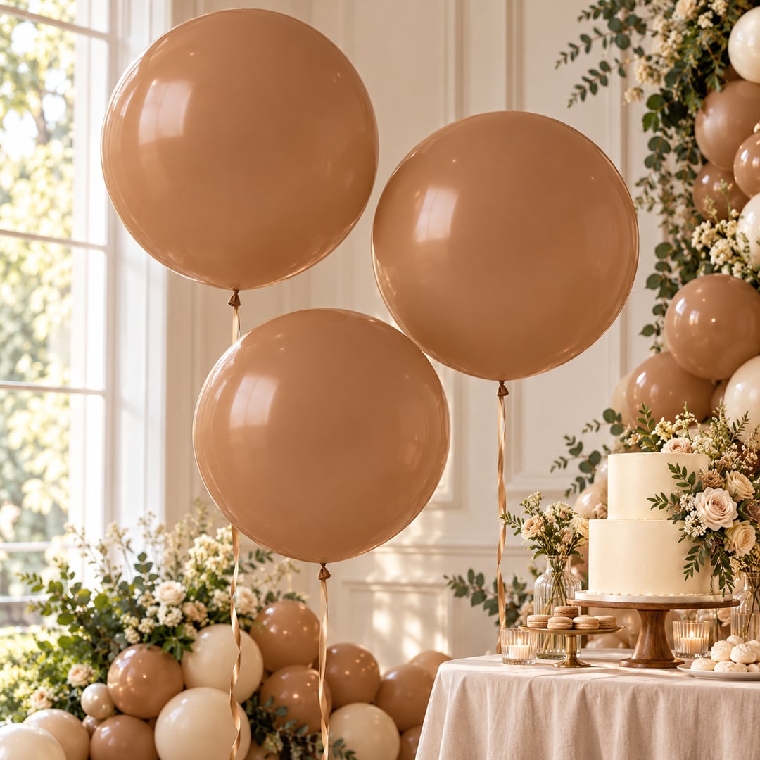 Mocha Brown Jumbo Latex Balloon 79cm / 31 in - Single View 2