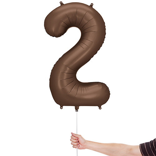 Mocha Brown Number 2 Helium Foil Giant Balloon 86cm / 34 in Product Gallery Image