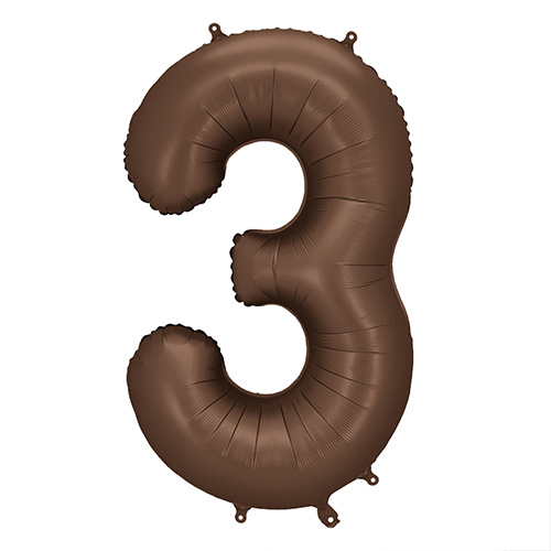 Mocha Brown Number 3 Helium Foil Giant Balloon 86cm / 34 in