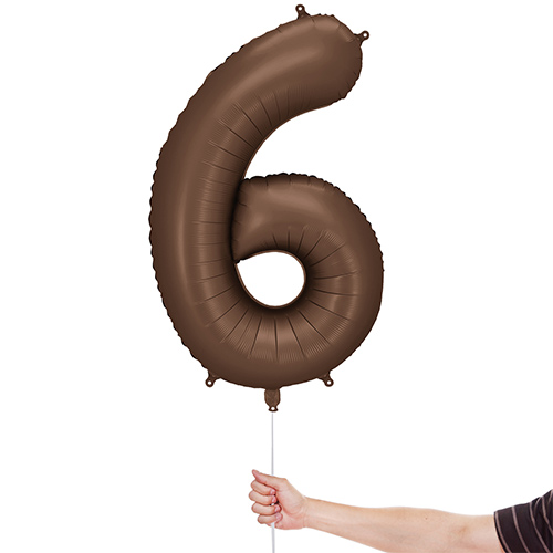 Mocha Brown Number 6 Helium Foil Giant Balloon 86cm / 34 in Product Gallery Image