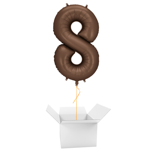 Mocha Brown Number 8 Helium Foil Giant Balloon - Inflated Balloon in a Box Product Gallery Image