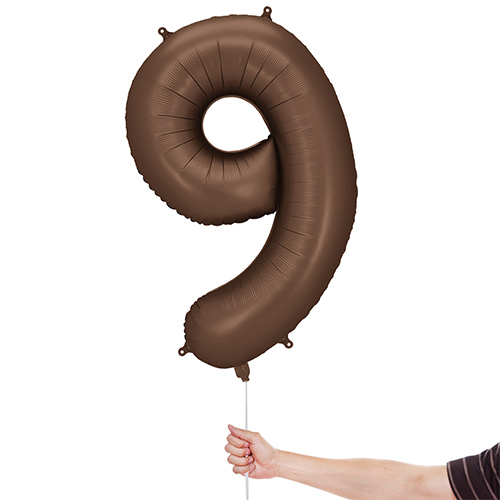 Mocha Brown Number 9 Helium Foil Giant Balloon 86cm / 34 in Product Gallery Image