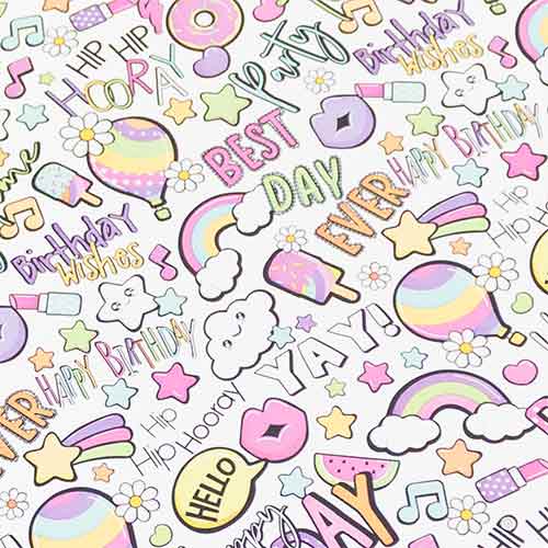 Modern Girly Happy Birthday Gift Wrapping Paper Roll 3m Product Gallery Image