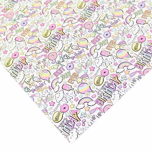 Modern Girly Happy Birthday Gift Wrapping Paper Roll 3m Product Gallery Image