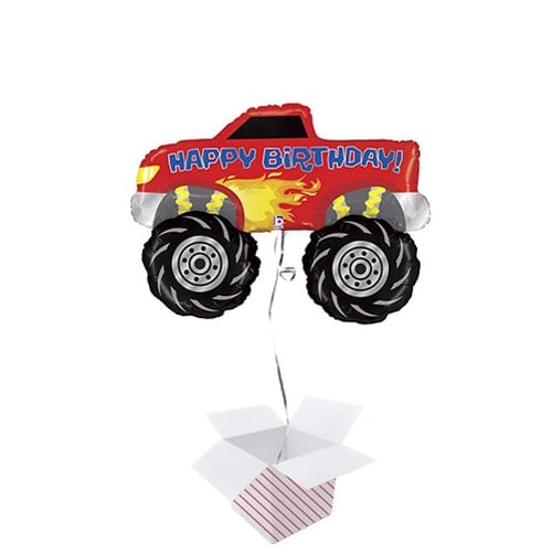 Monster Truck Birthday Helium Foil Giant Balloon - Inflated Balloon in a Box Product Gallery Image