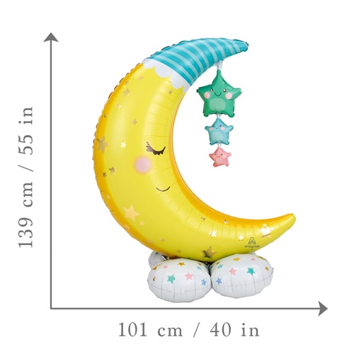 Moon & Stars Airloonz Air Fill Giant Foil Balloon 139cm / 55 in Product Gallery Image