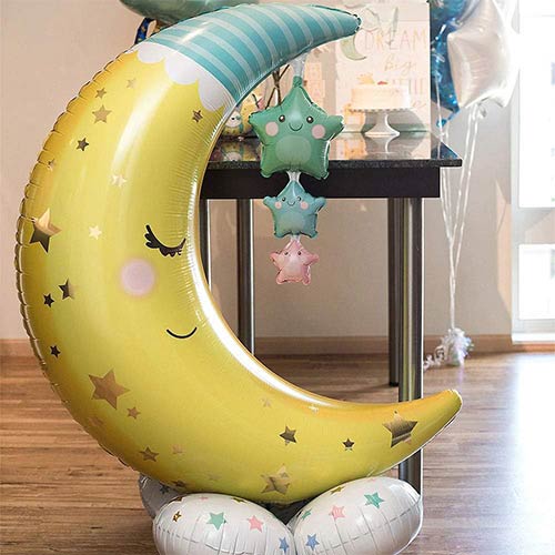 Moon & Stars Airloonz Air Fill Giant Foil Balloon 139cm / 55 in Product Gallery Image