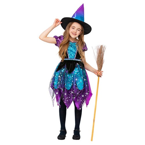 Moon & Stars Witch Deluxe Girls Fancy Dress Costume Kids Large - Age 10-12 Product Gallery Image