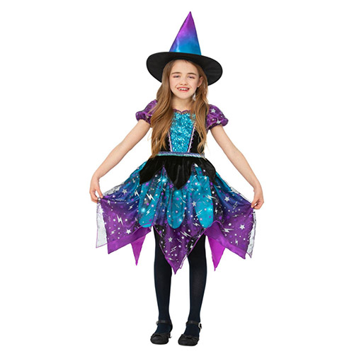 Moon & Stars Witch Deluxe Girls Fancy Dress Costume Kids Large - Age 10-12 Product Gallery Image