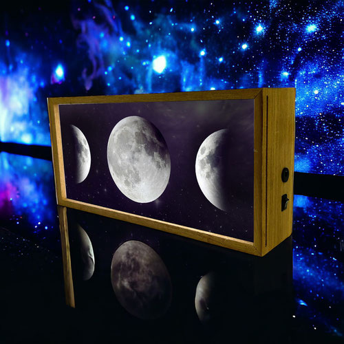 Moon Phases LED Light Box Wood Room Sign Product Gallery Image
