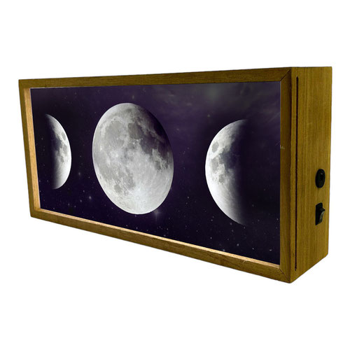 Moon Phases LED Light Box Wood Room Sign Product Gallery Image