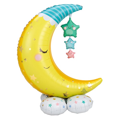 Moon & Stars Airloonz Air Fill Giant Foil Balloon 139cm / 55 in Product Gallery Image