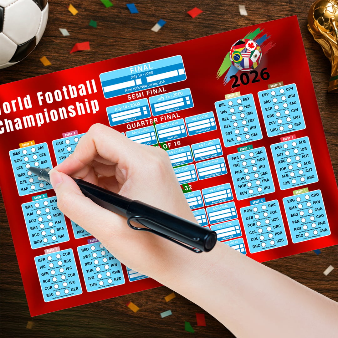 Morocco Flag World Football Championship Cup 2026 A0 Fixture Wall Chart