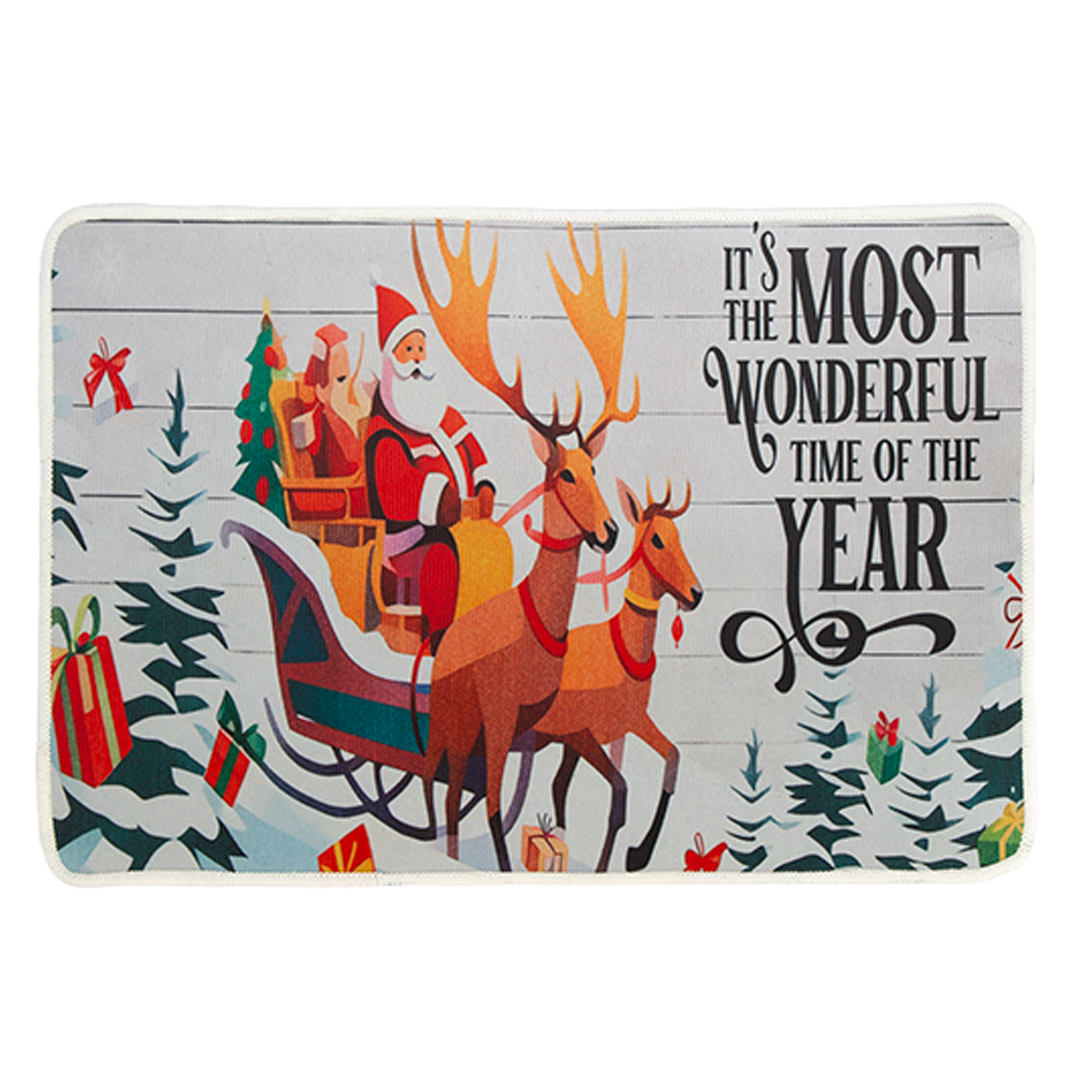 Most Wonderful Time of the Year Christmas Festive Non Slip Door Mat 60cm