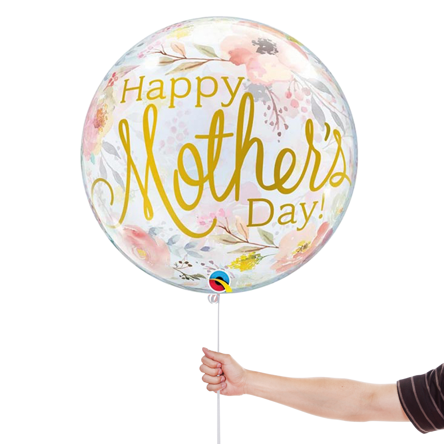 Mother's Day Watercolour Floral See-Thru Bubble Helium Qualatex Balloon 56cm / 22 in Product Gallery Image