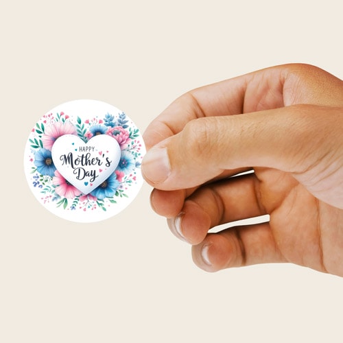 Mother's Day Blue Flowers Round Stickers 60mm - Sheet of 12 Product Gallery Image