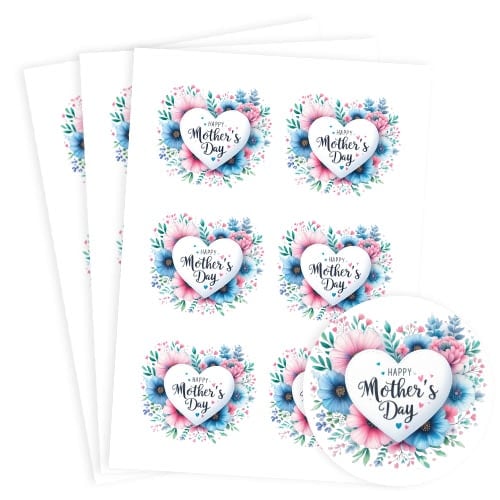 Mother's Day Blue Flowers Round Stickers 88mm - Sheet of 6 Product Gallery Image