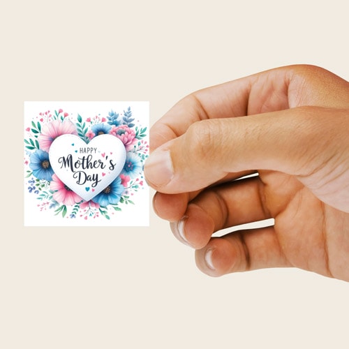 Mother's Day Blue Flowers Square Stickers 65mm - Sheet of 12 Product Gallery Image