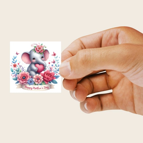 Mother's Day Elephant Square Stickers 65mm - Sheet of 12 Product Gallery Image