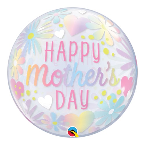 Mother's Day Floral Pastel Bubble Helium Qualatex Balloon 56cm / 22 in Product Image