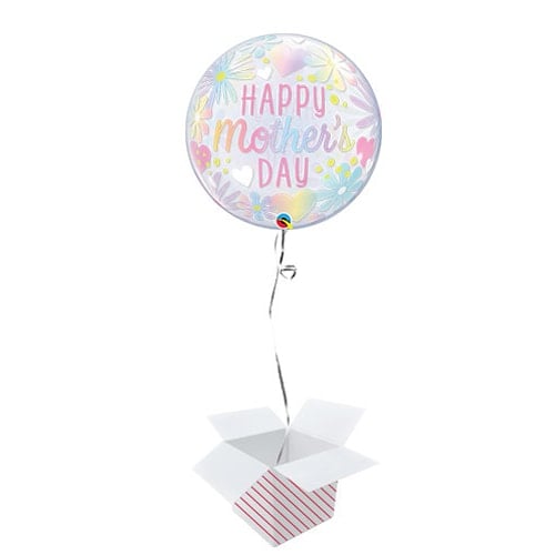 Mother's Day Floral Pastel Bubble Helium Qualatex Balloon - Inflated Balloon in a Box Product Image