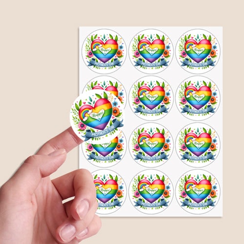 Mother's Day Rainbow Round Stickers 60mm - Sheet of 12 Product Gallery Image