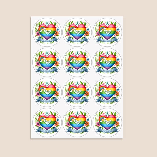 Mother's Day Rainbow Round Stickers 60mm - Sheet of 12 Product Gallery Image